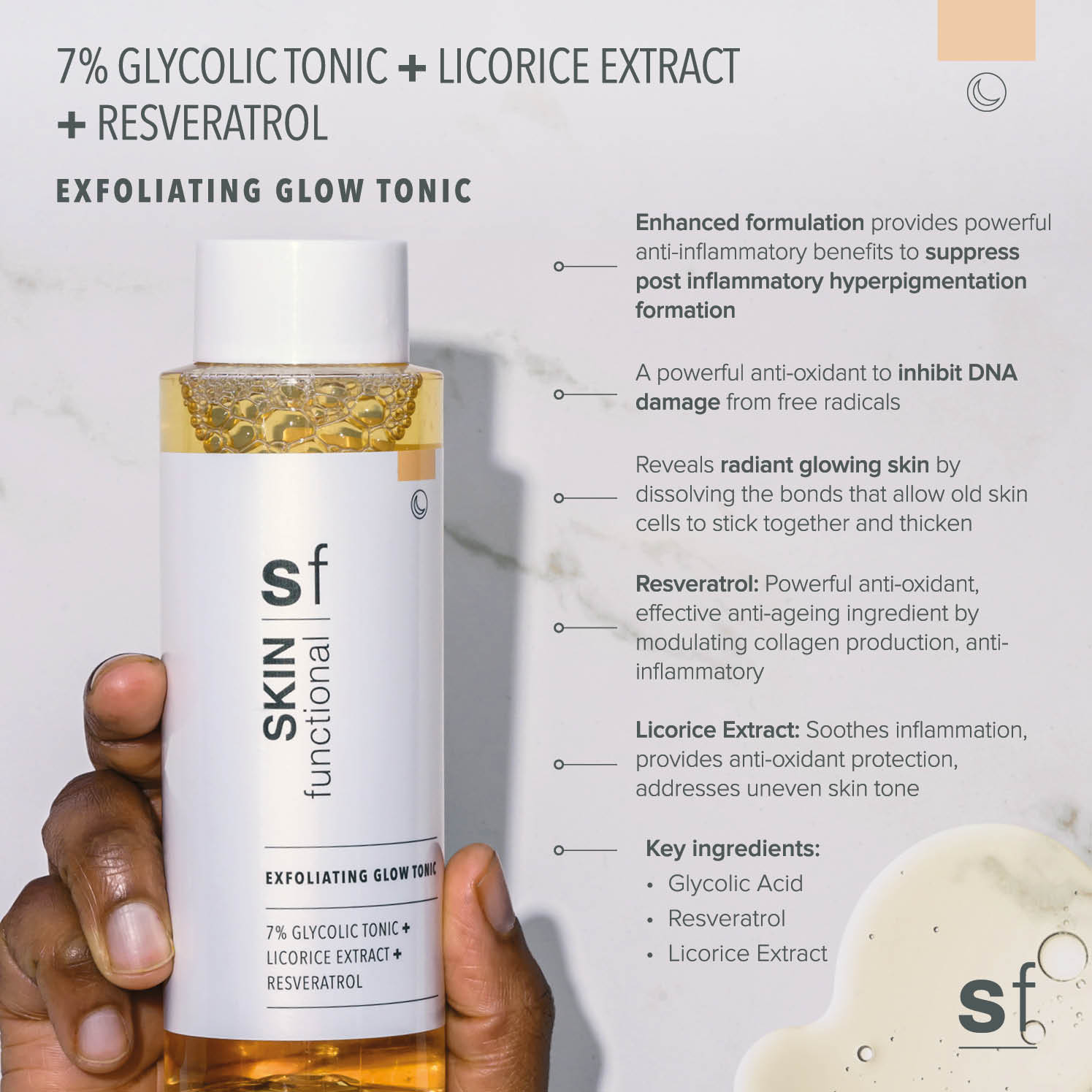 7% Glycolic Acid + Licorice Extract + Resveratrol Exfoliating Tonic - Image 5
